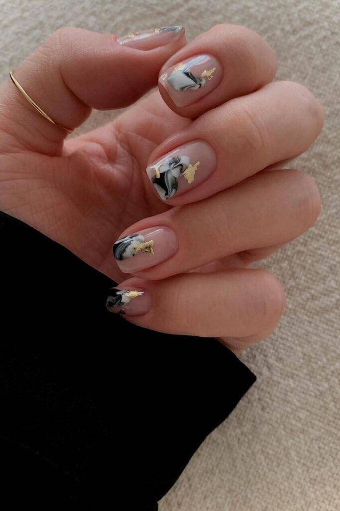 Natural marble square nails