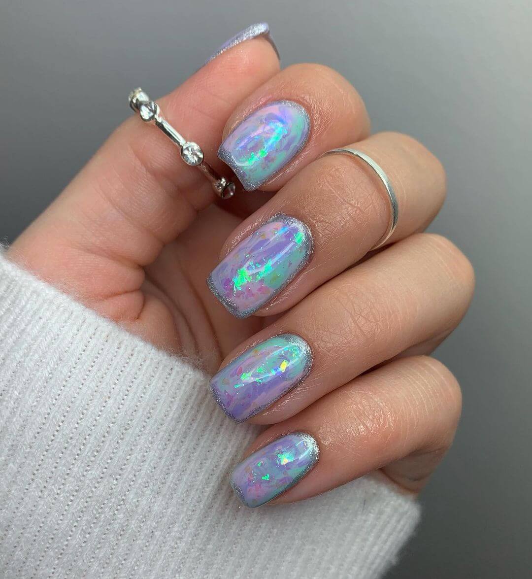 pastel opal Square Nails