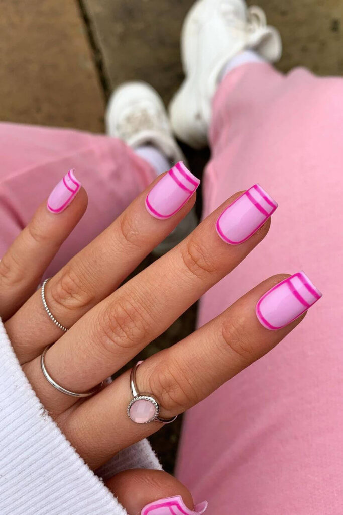 Pink square nails