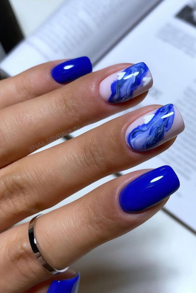 Blue elegant square nails