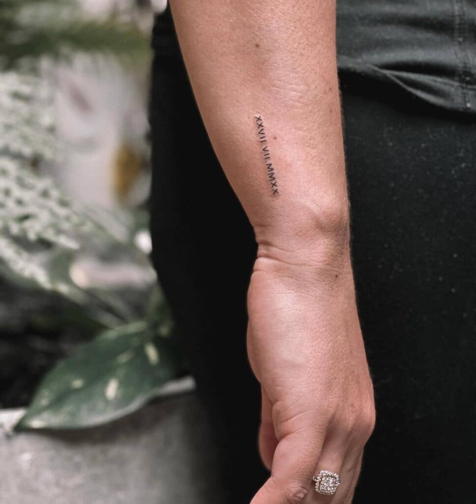 Roman numeral wrist tattoo