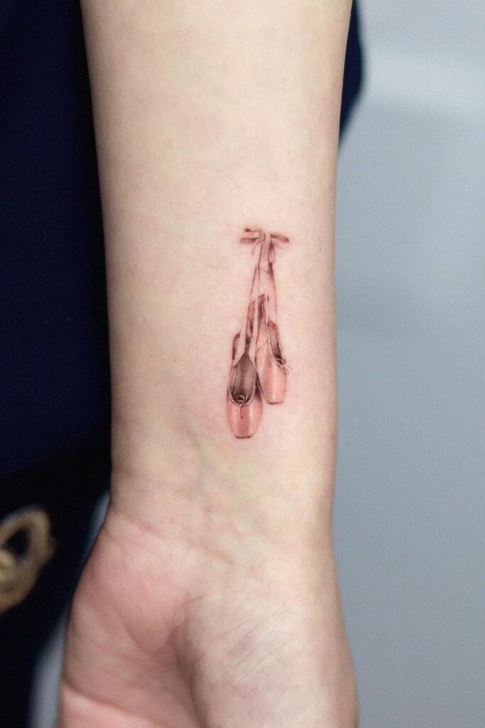 Dance shoe wrist tattoo