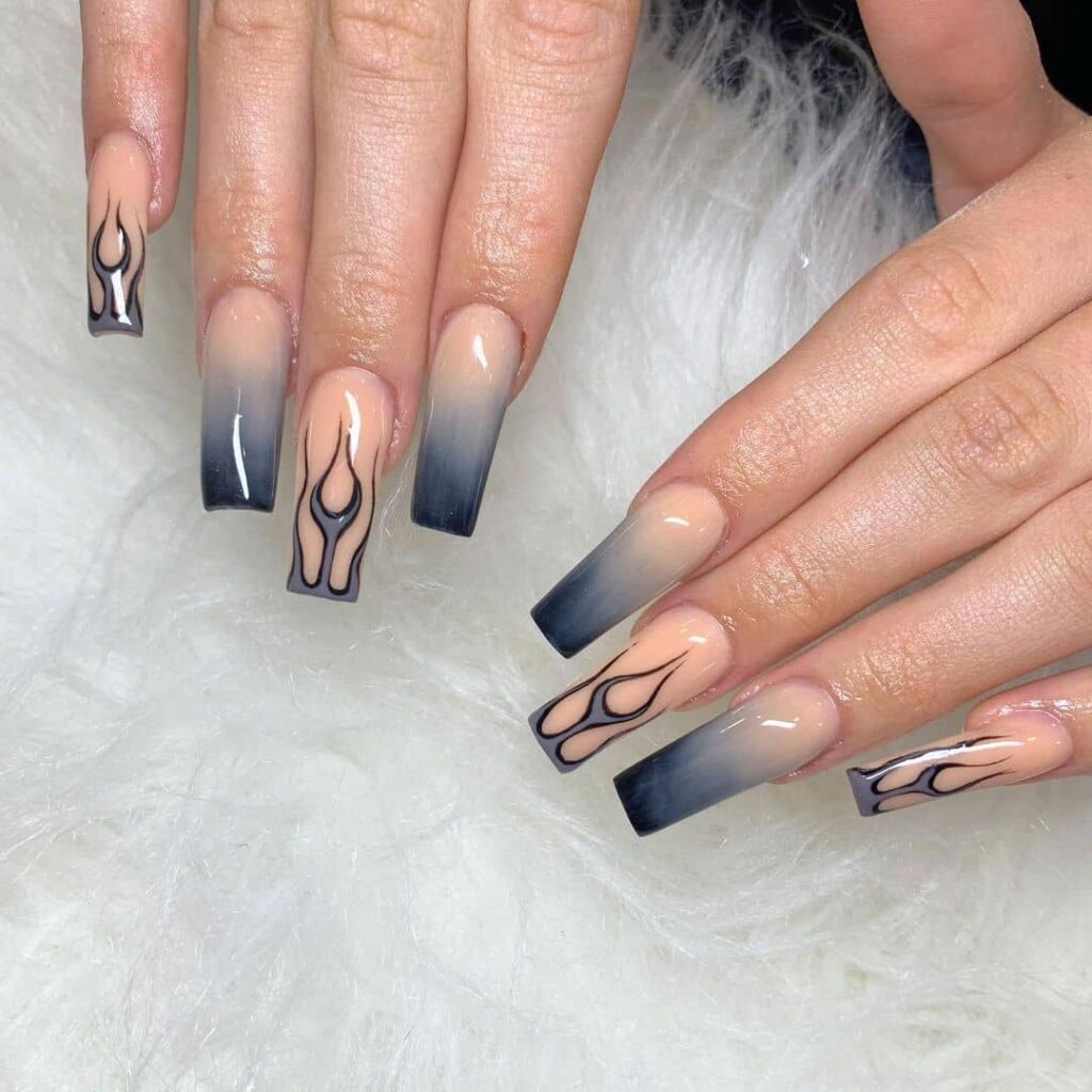 black ombre nails