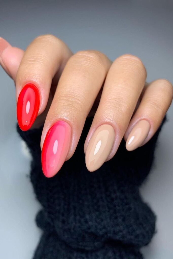 red ombre nails