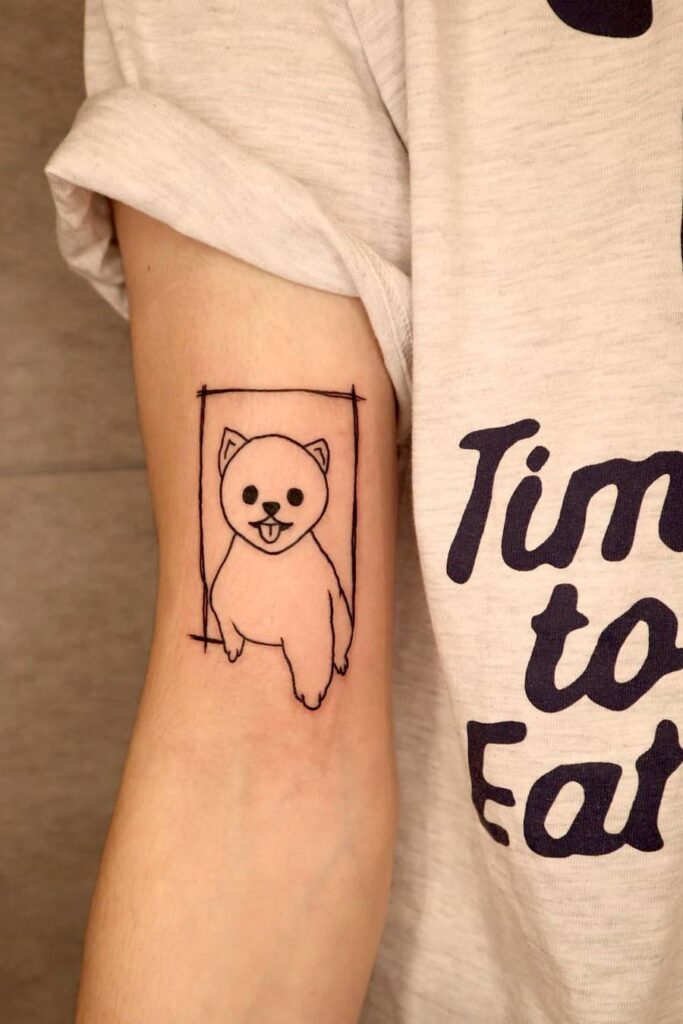 Pet portrait line tattoo