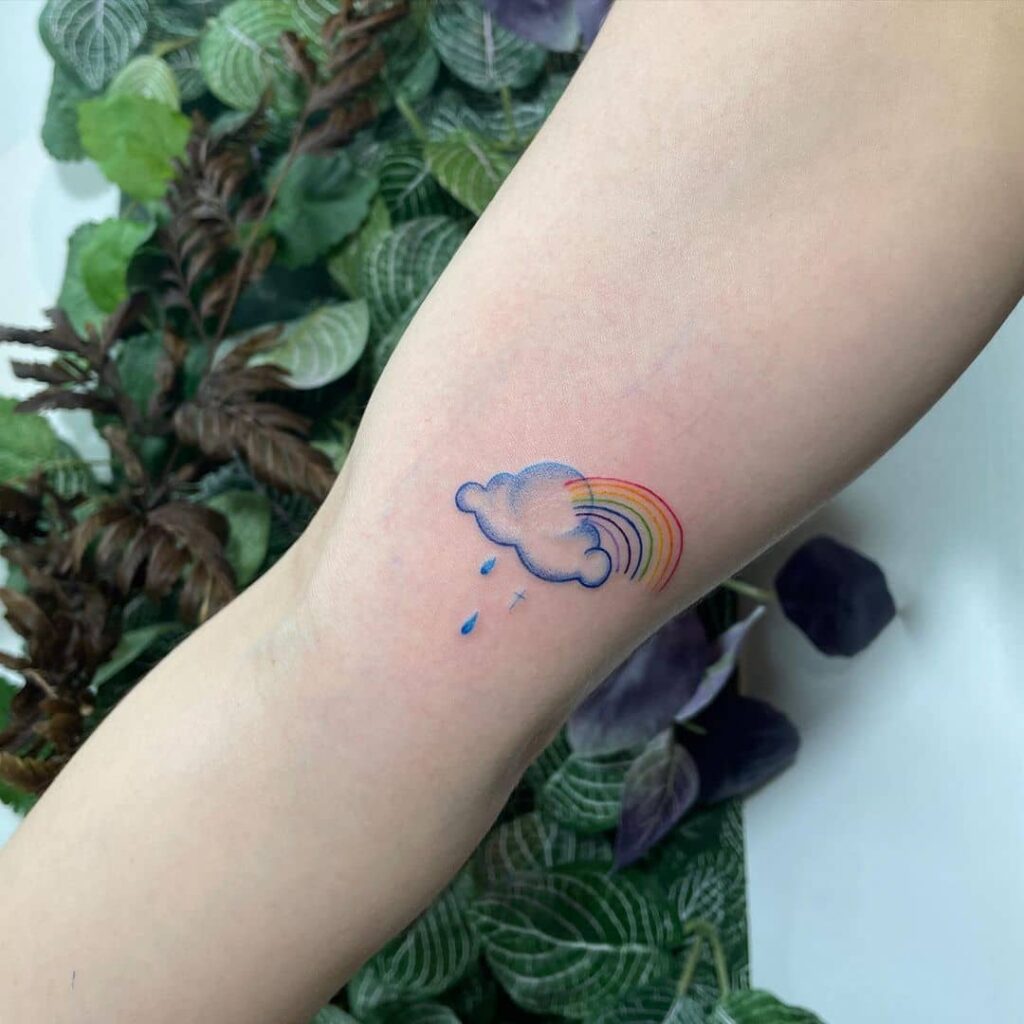 "Rainbow After Rain" Line Tattoo