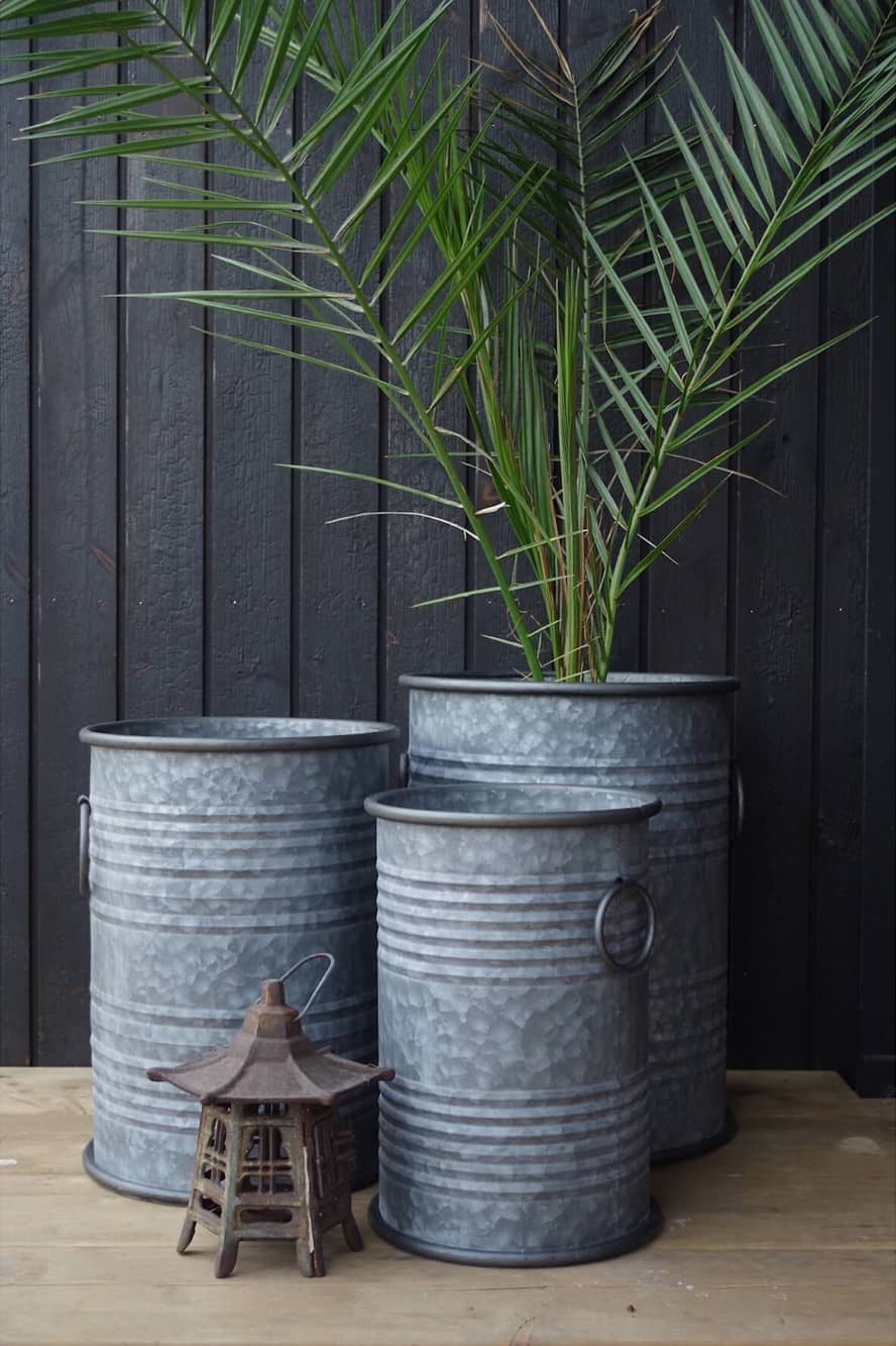 Galvanized flower pot