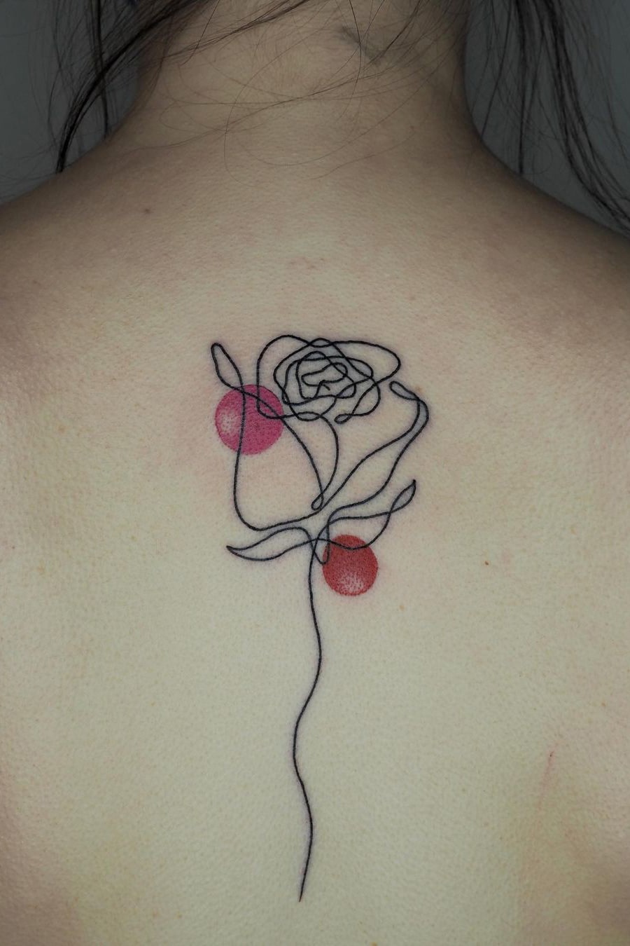 Thin line rose tattoo