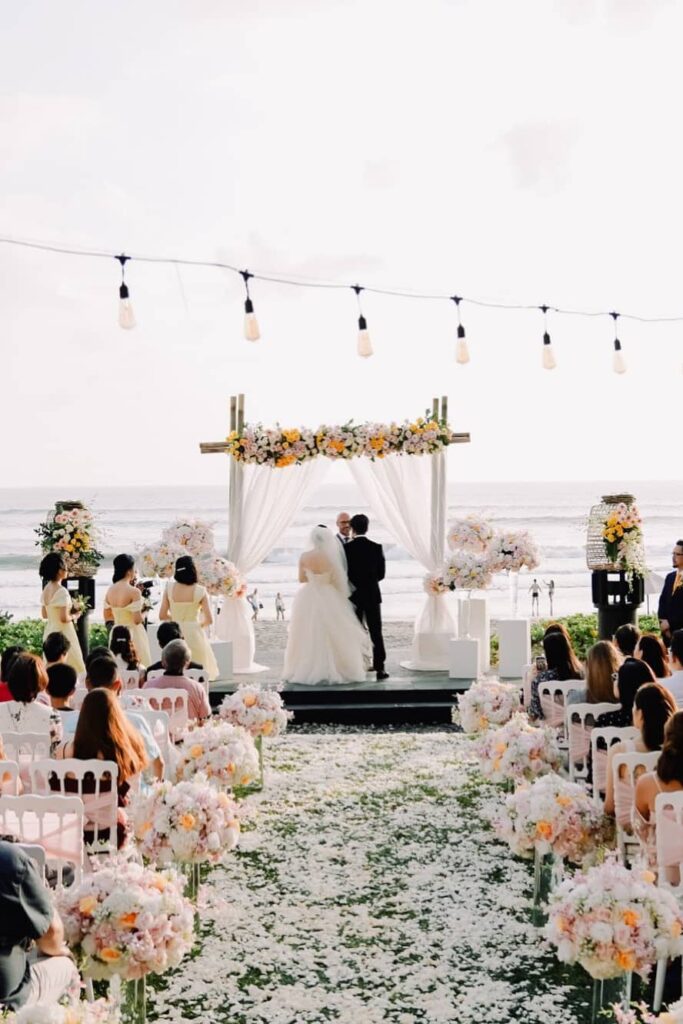 Floral beach wedding