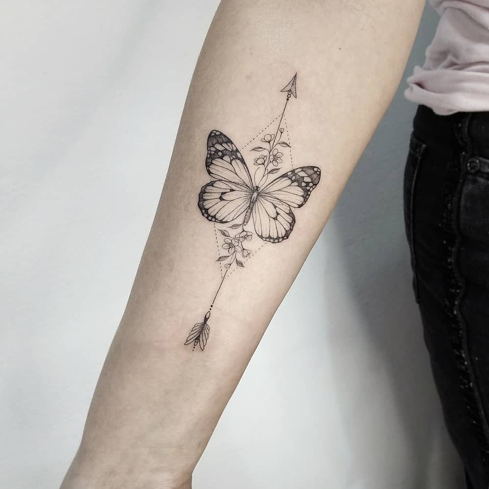 Butterfly arrow tattoo