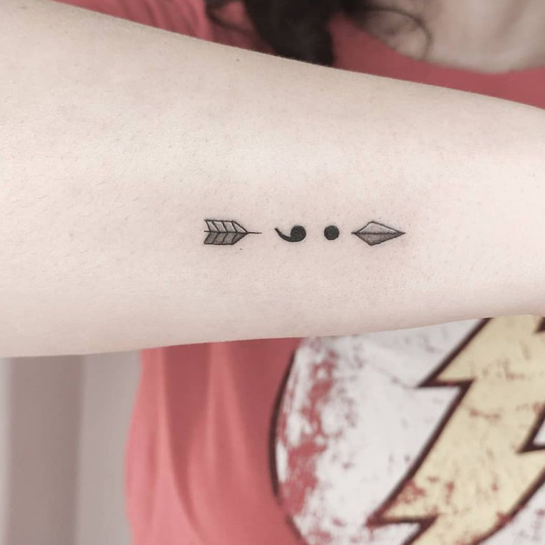 Semicolon arrow tattoo