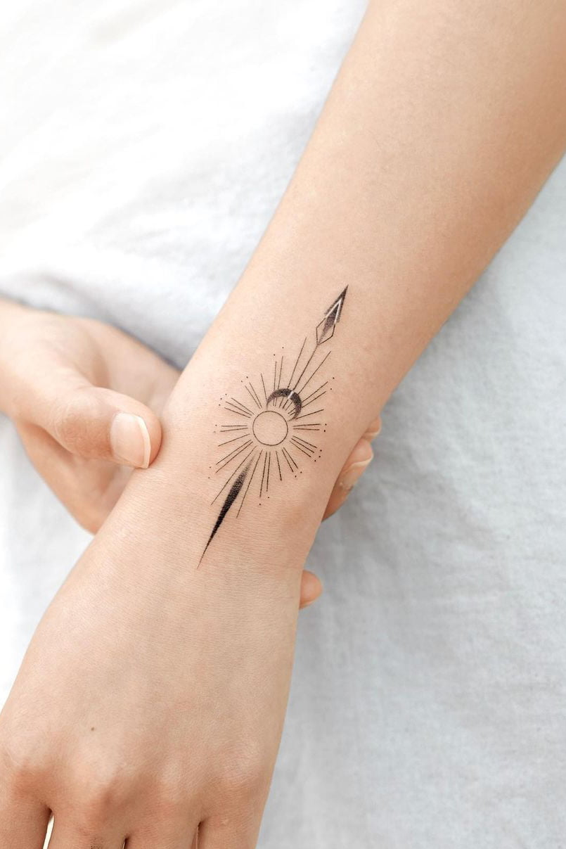 Sun and Moon Arrow Tattoo