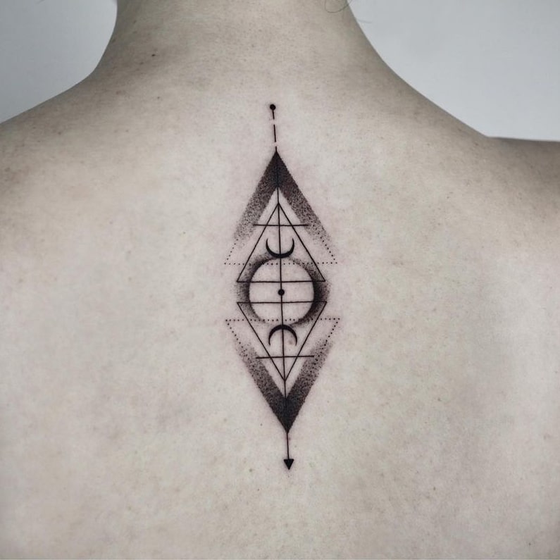 Geometric back tattoo