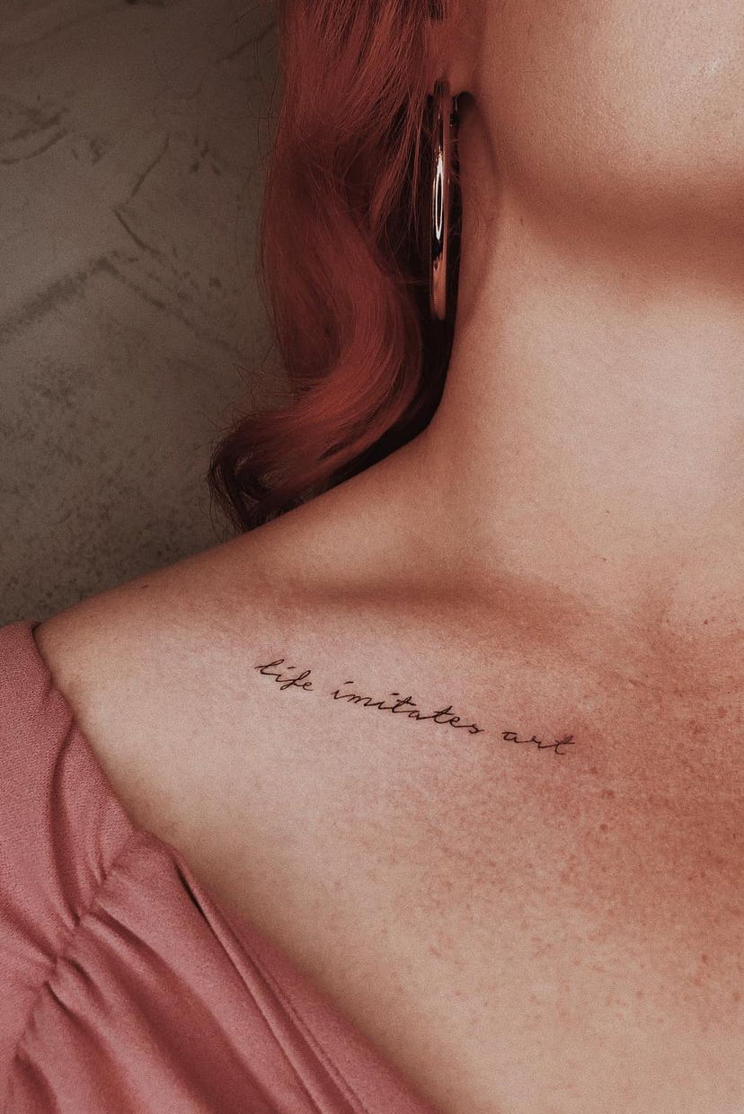 Quote collarbone tattoo