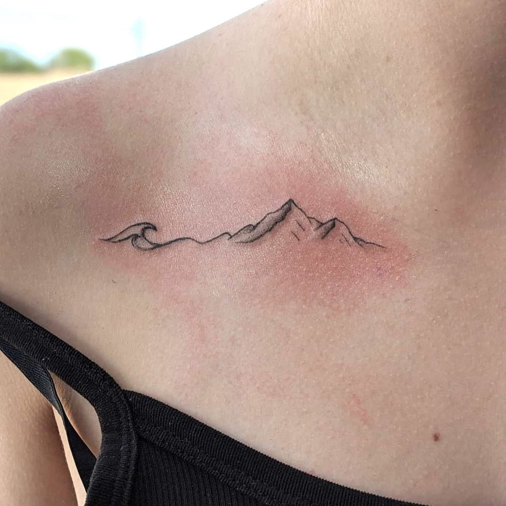 Mountain collarbone tattoo