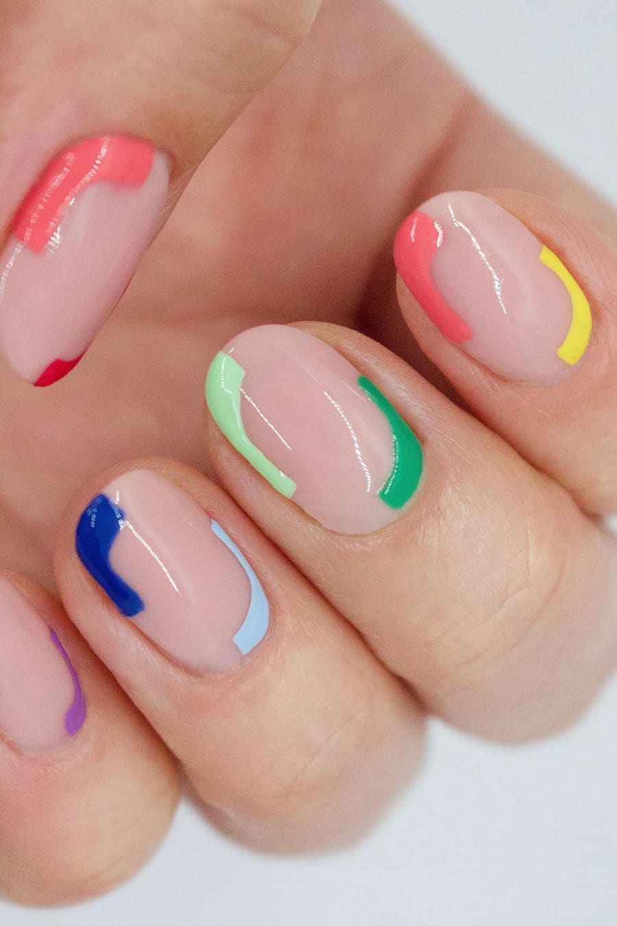 Negative space rainbow nails