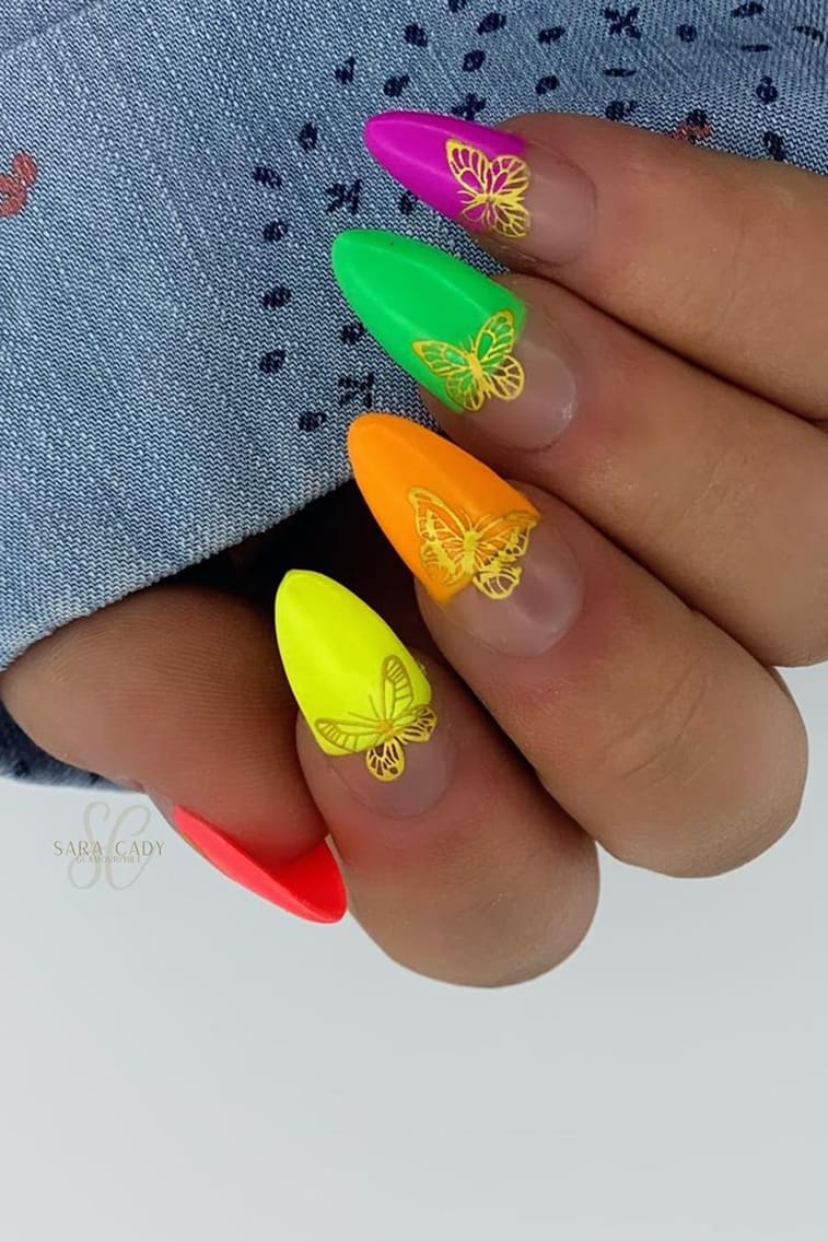 Neon Rainbow Nails