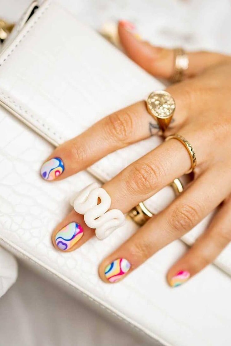 Trendy rainbow nails