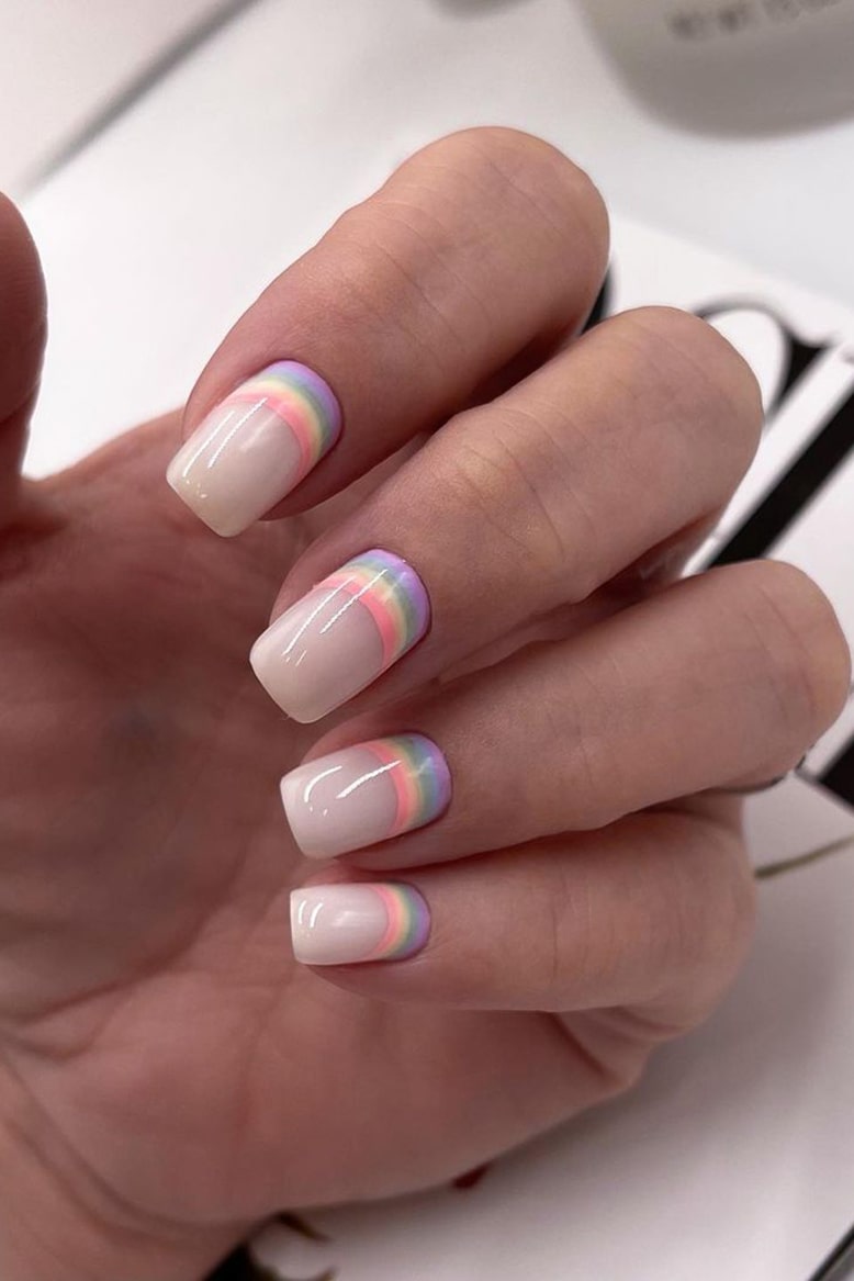 Neutral rainbow nails