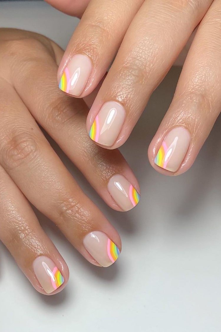 Clear rainbow nails