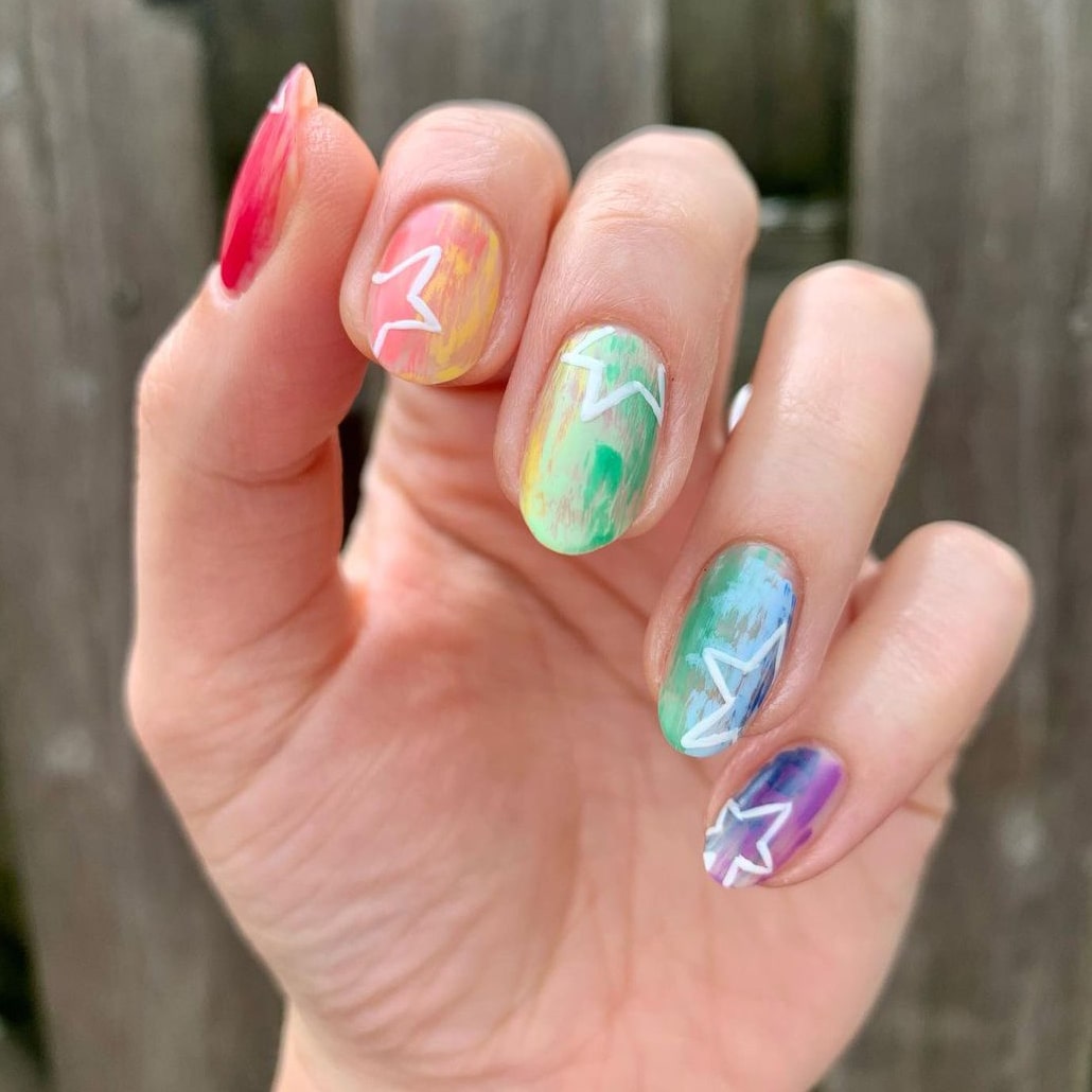 Gradient rainbow nails