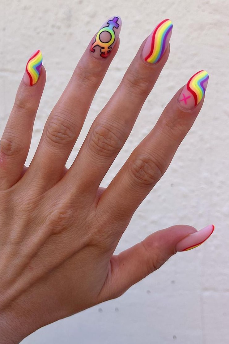 Matte rainbow nails