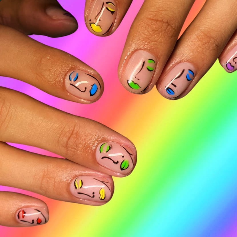 Abstract art rainbow nails