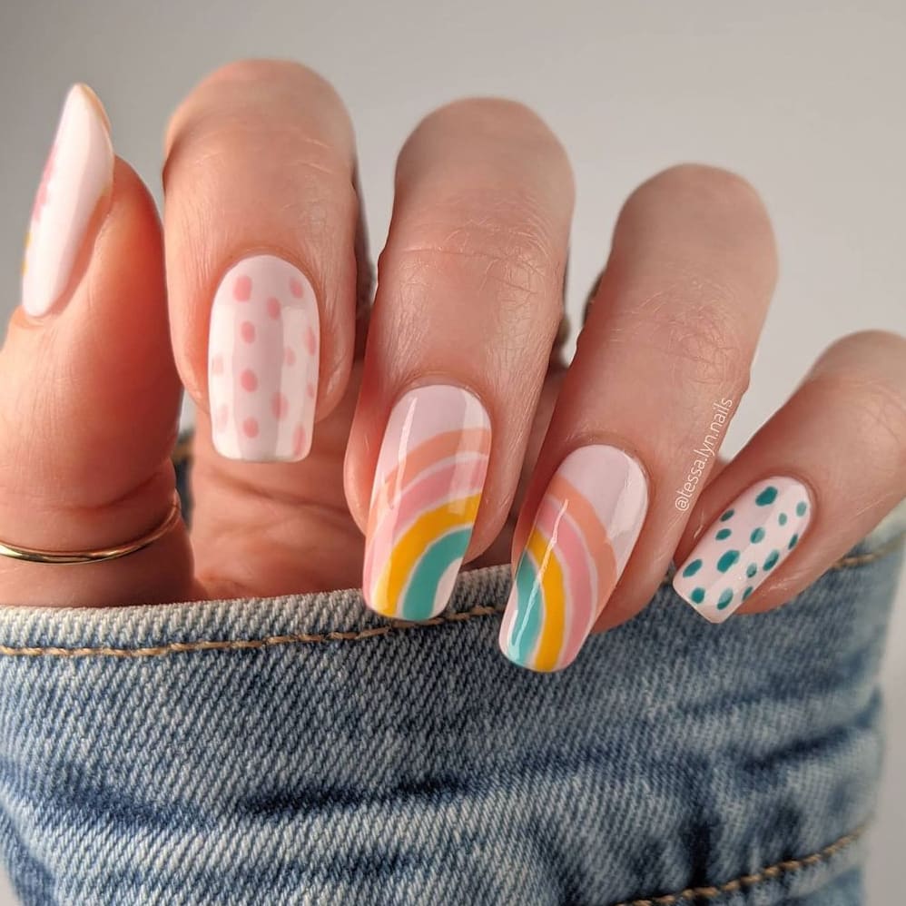 Pastel rainbow nails