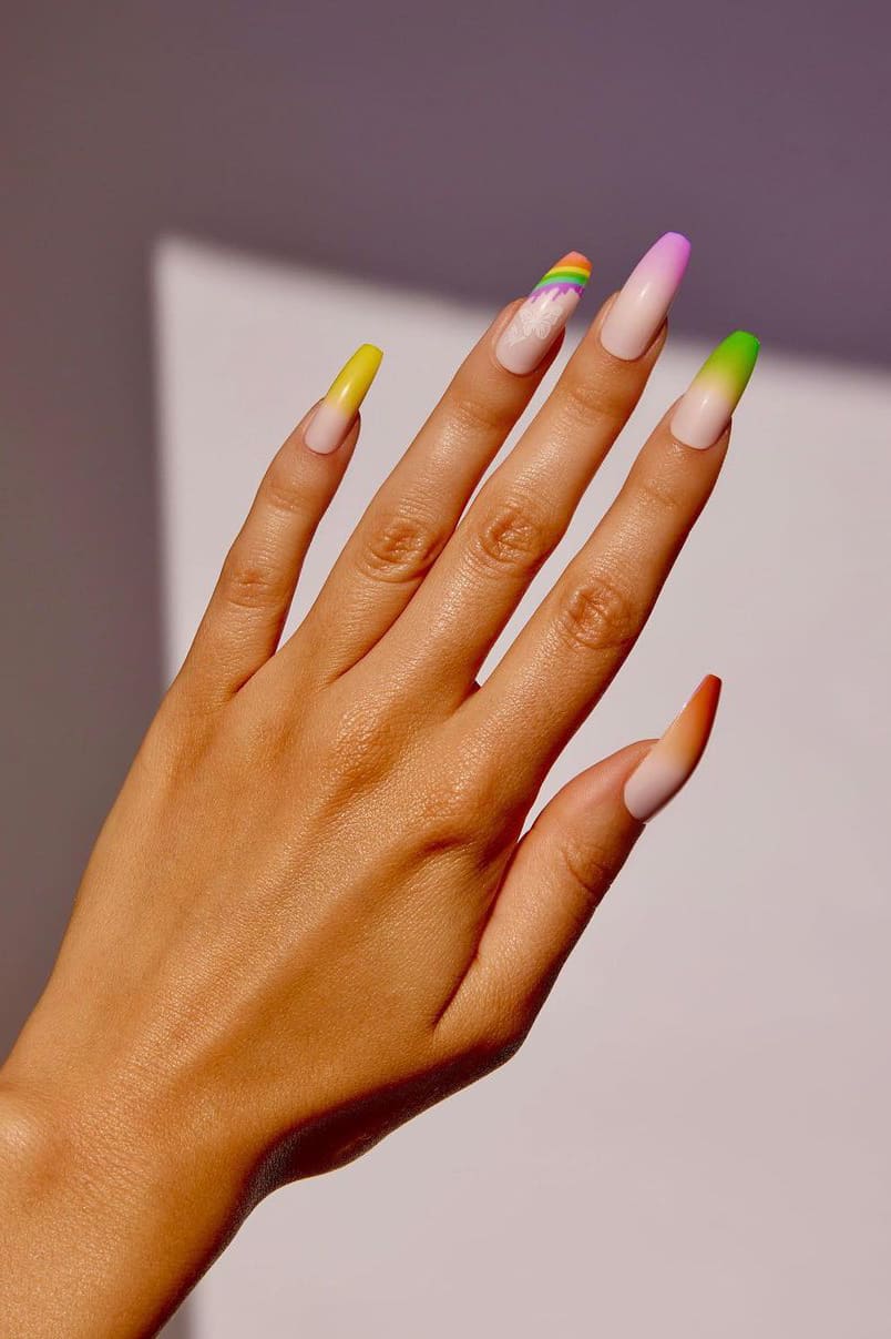 Ombre rainbow nails