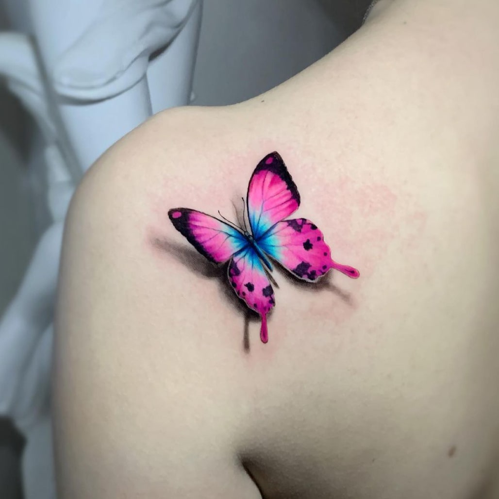 Realistic 3d butterfly tattoo