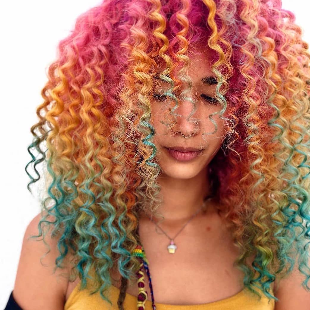 Rainbow summer hair color