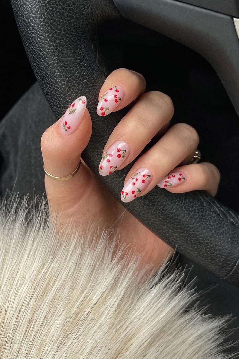 Cherry oval nails