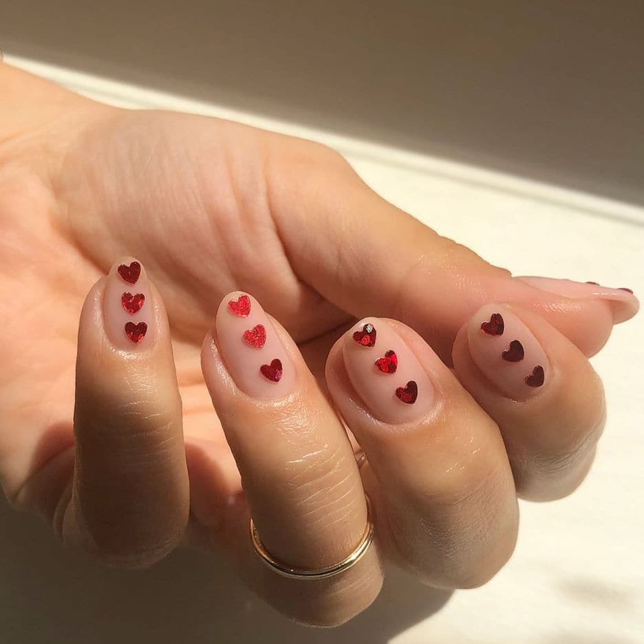 Cute heart oval nails