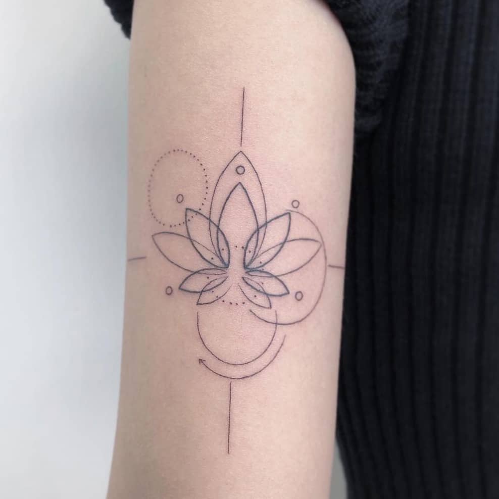 Geometric lotus tattoo