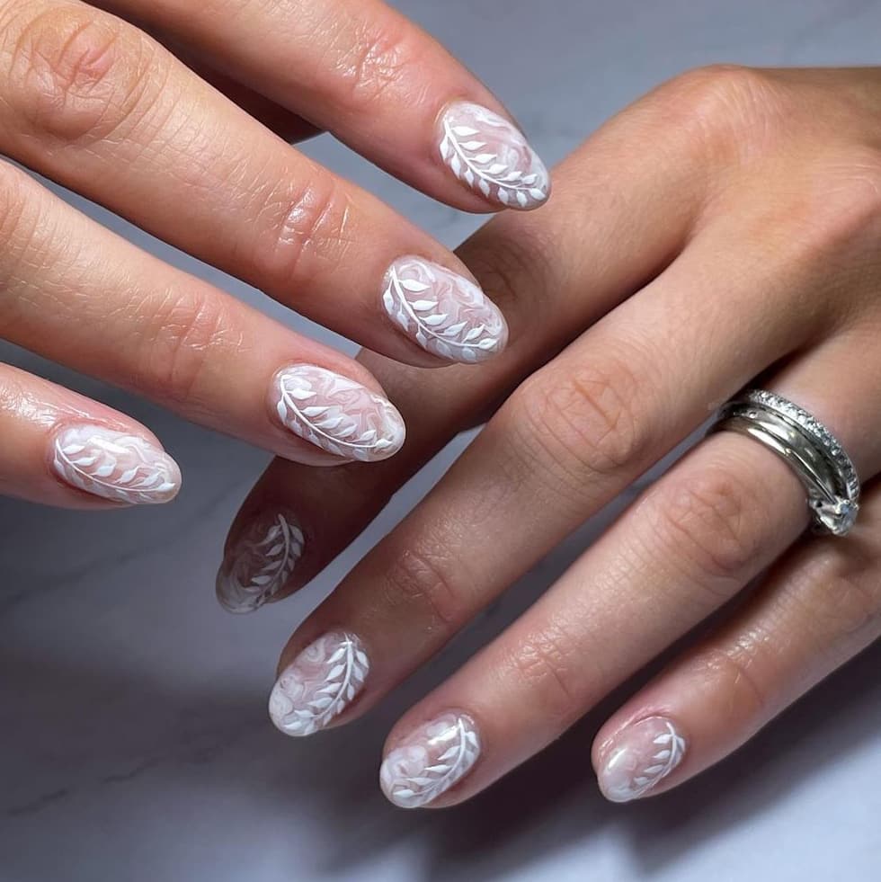 Gorgeous ice white oval nails