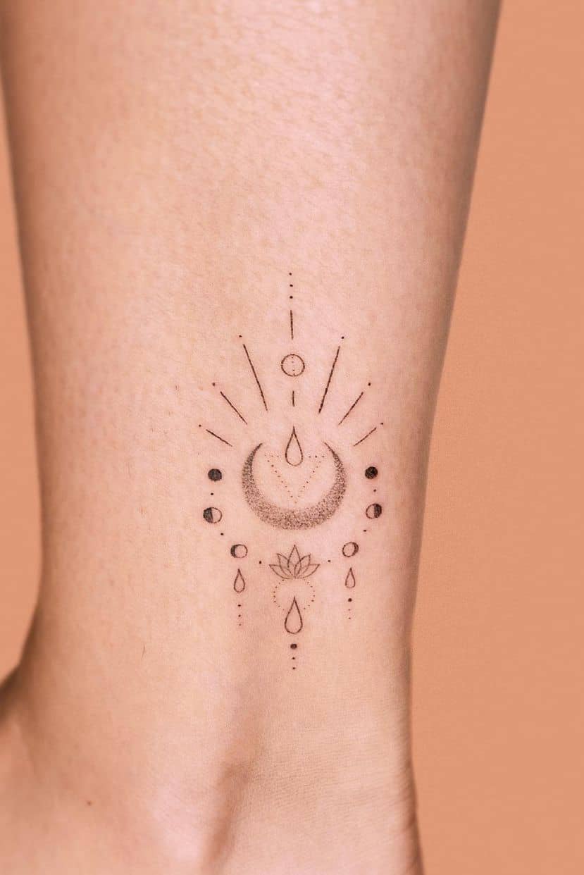 Moon lotus tattoo