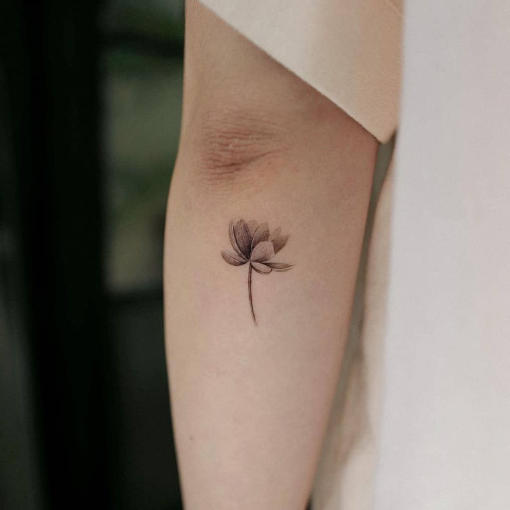 Realistic lotus tattoo