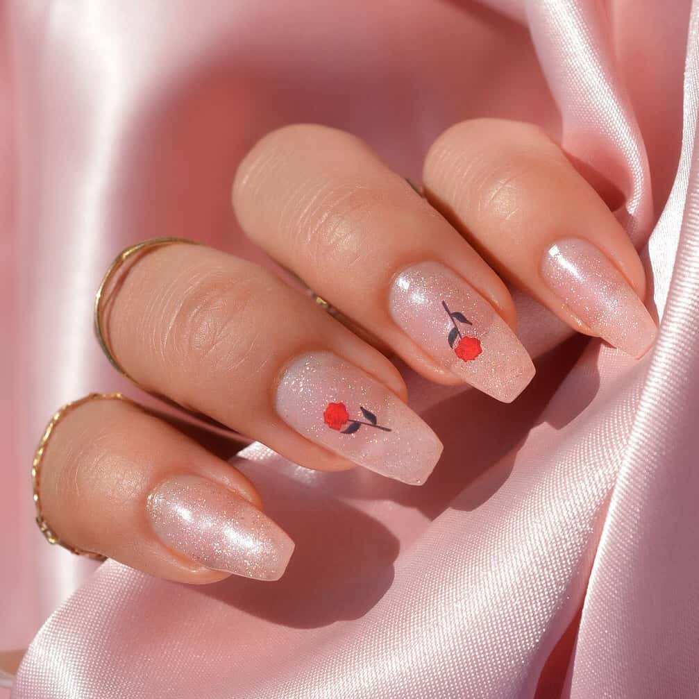 Shiny simple rose nails