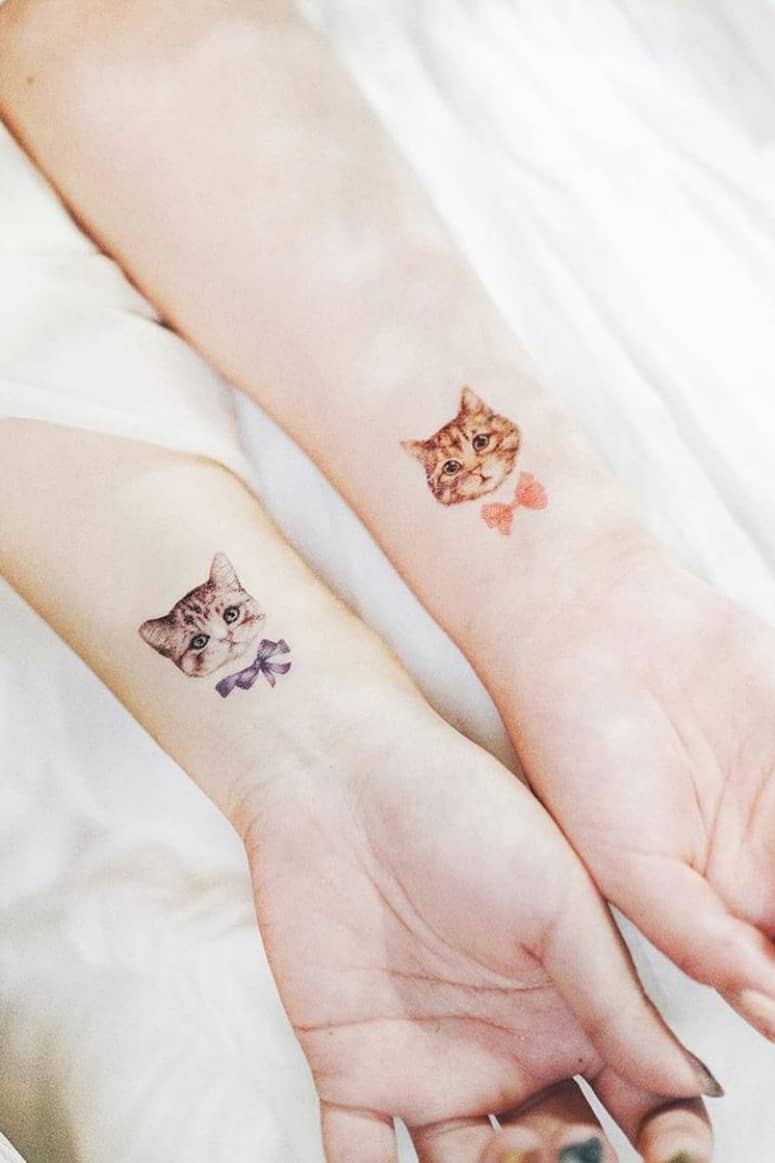 Temporary cute cat tattoo