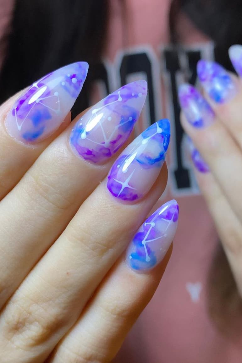 Watercolor Galaxy Nails