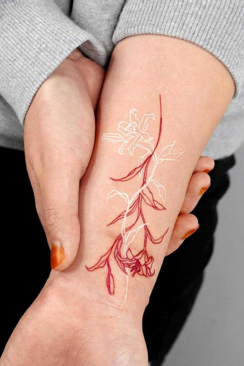 White and red tattoo
