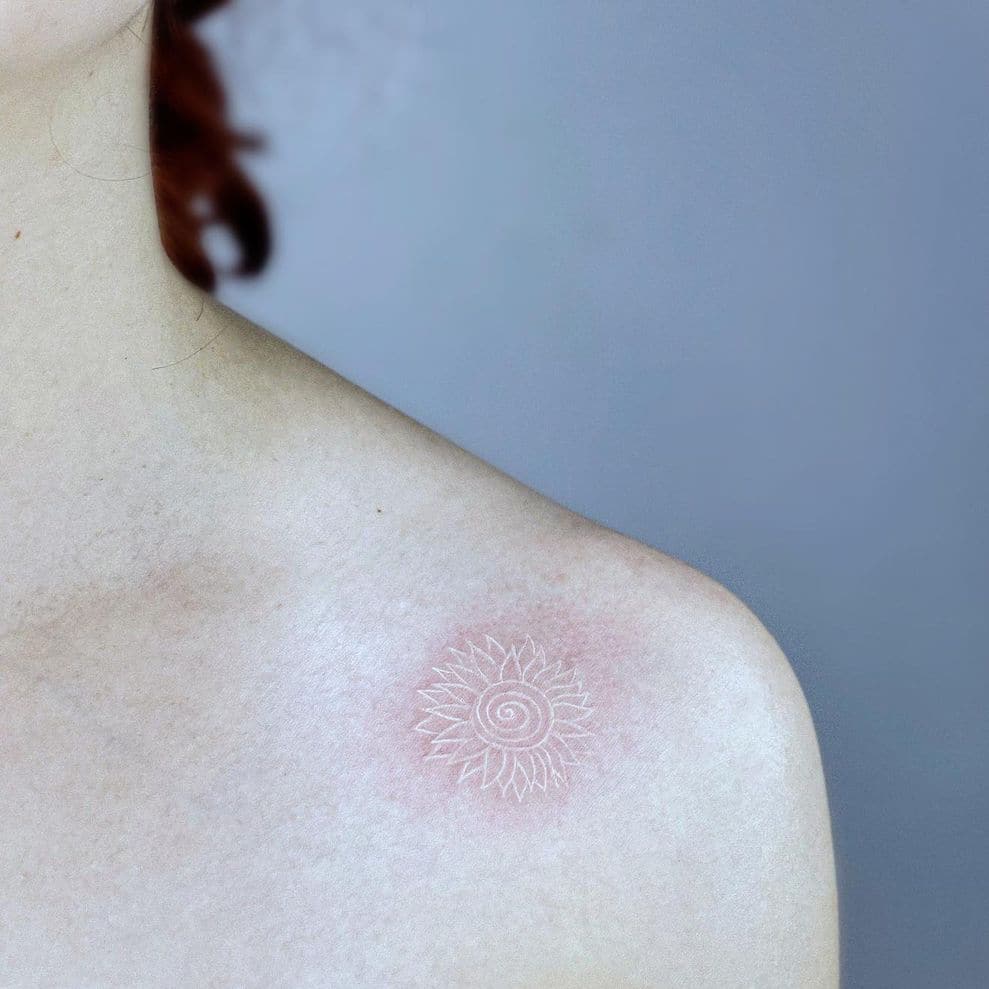 White sunflower tattoo