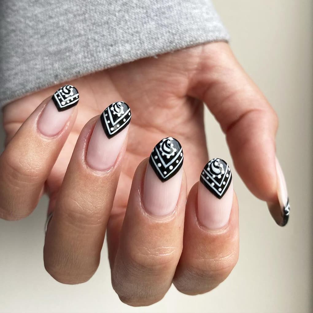 Creative black and white nails