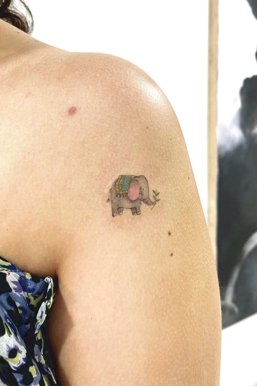 Cute small elephant tattoo