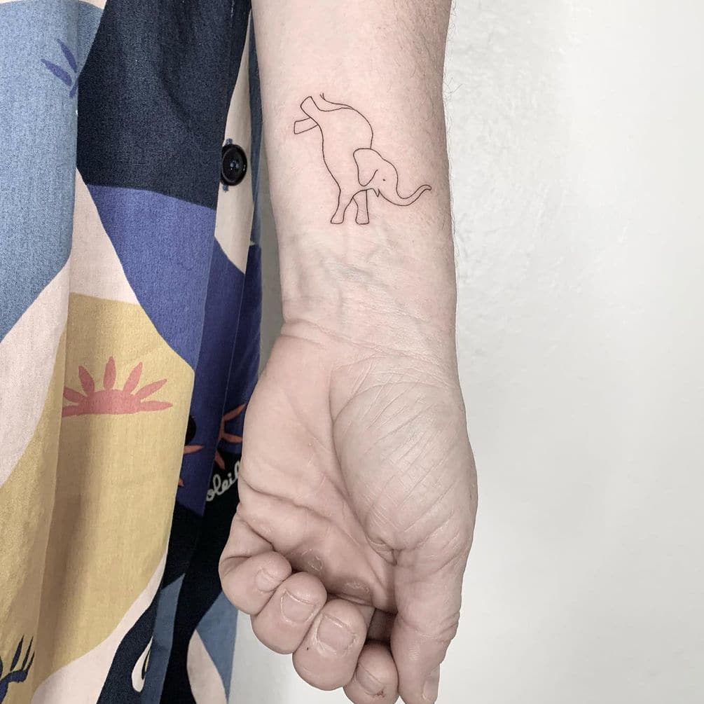 Elephant line tattoo