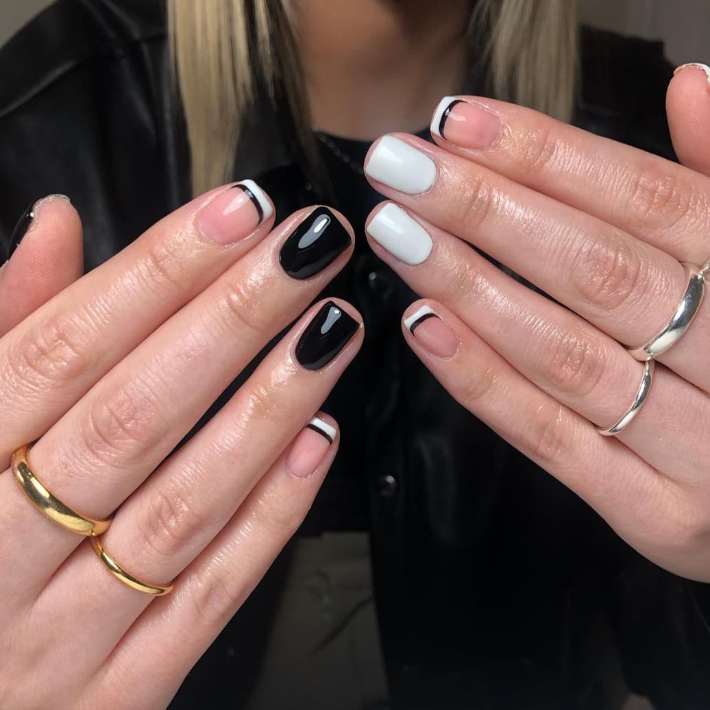 French black and white nails