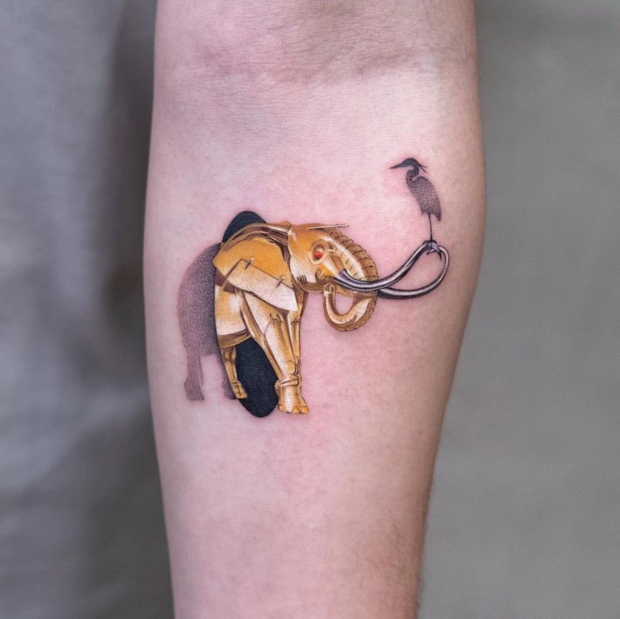 Golden Elephant Tattoo