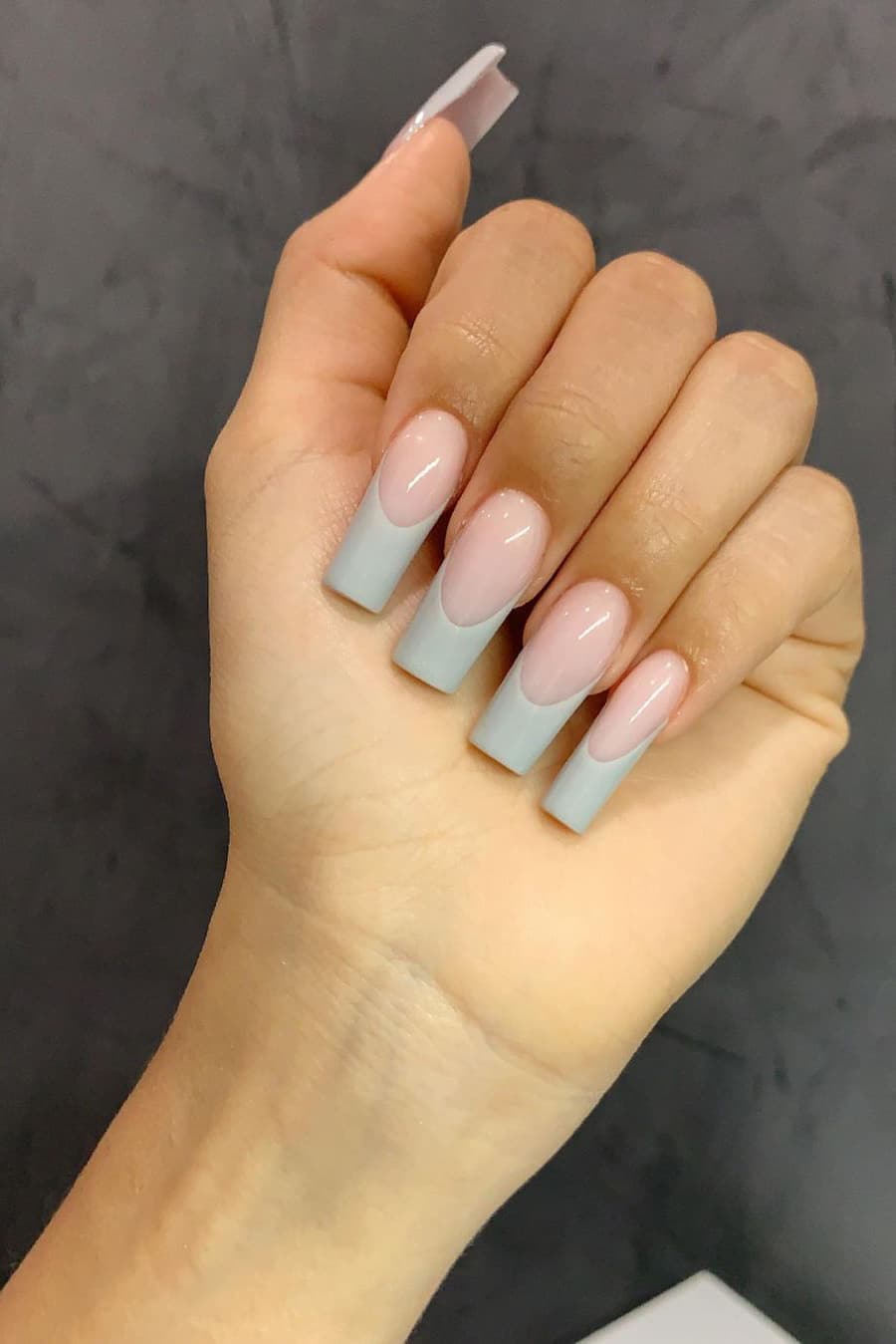 Gray French nails
