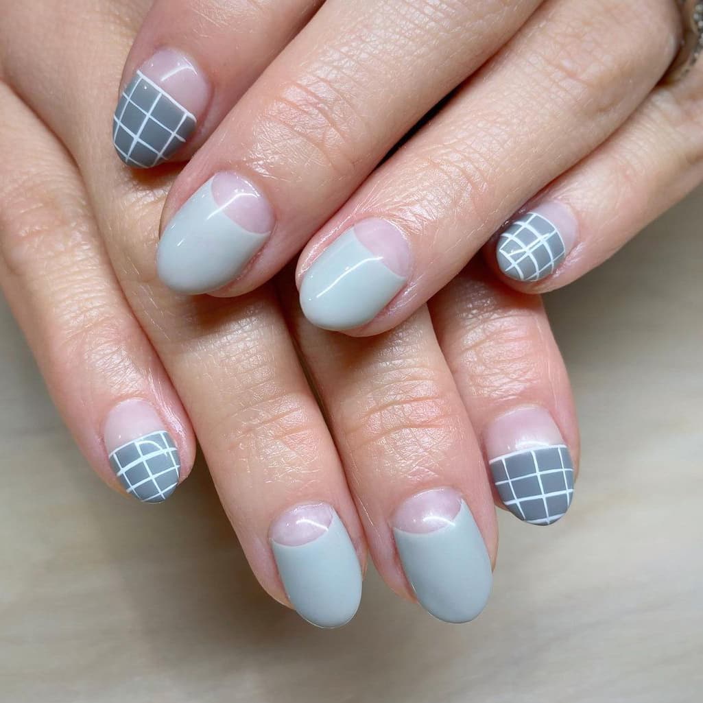 Gray Negative Space Nails