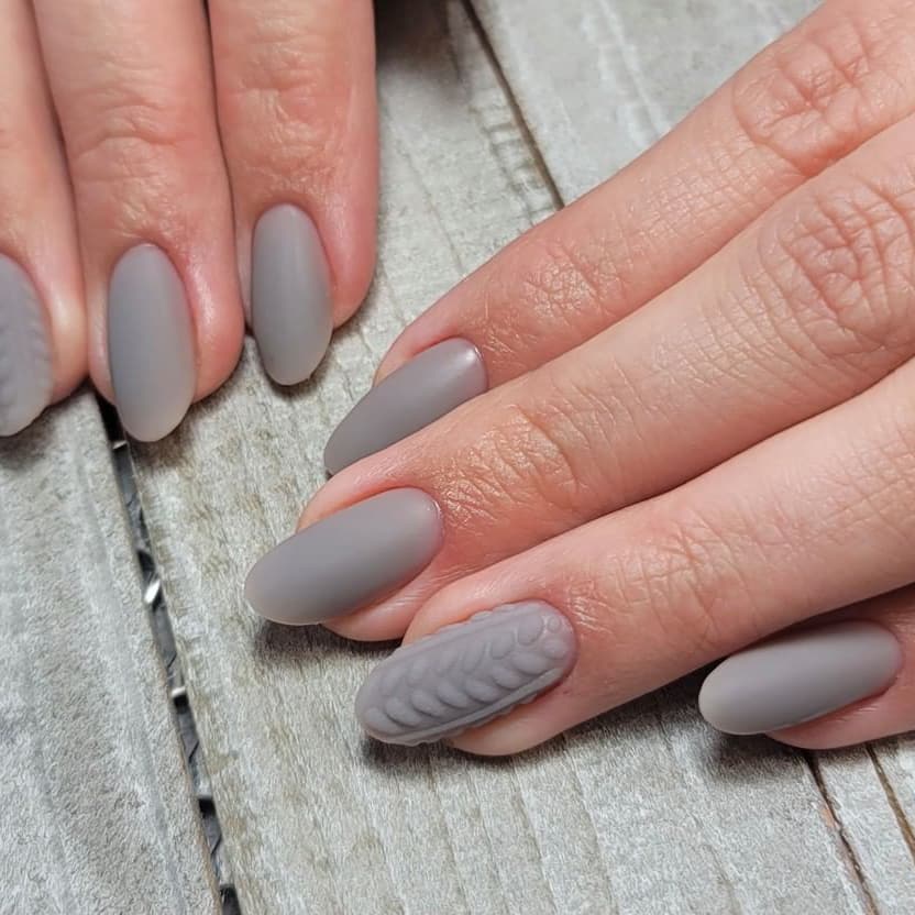 Gray almond nails